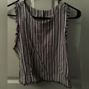 Cloth & Stone Linen Sleeveless Striped Crop Top